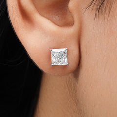 Princess Diamond Push Back Stud Earring in 14K Gold - Lab Grown Diamond