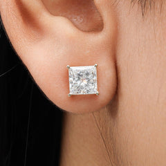 Princess Diamond Push Back Stud Earring in 14K Gold - Lab Grown Diamond