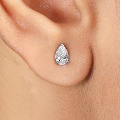 Pear Shape Diamond Stud Earring in 14K Gold - Push Back