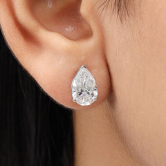 Pear Shape Diamond Stud Earring in 14K Gold - Push Back