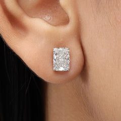 Radiant Lab Diamond Stud Earring in 14K Gold - Push Back