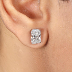Radiant Lab Diamond Stud Earring in 14K Gold - Push Back