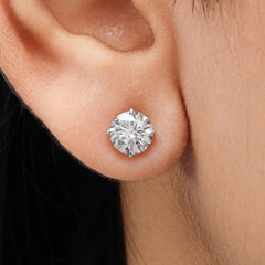 Round Lab Diamond Stud Earring in 14K Gold - Push Back