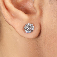 Round Lab Diamond Stud Earring in 14K Gold - Push Back