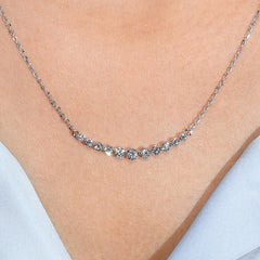 Round Diamond Bar Necklace Crafted in 14K Gold For Her