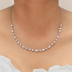 6.15 Ct Multi Shape Lab Diamond Half Tennis Necklace in 14K Gold