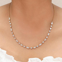 6.15 Ct Multi Shape Lab Diamond Half Tennis Necklace in 14K Gold