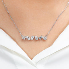Multi Shape Diamond Contemporary Necklace  in 14K Gold