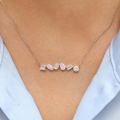 Multi Shape Diamond Contemporary Necklace  in 14K Gold