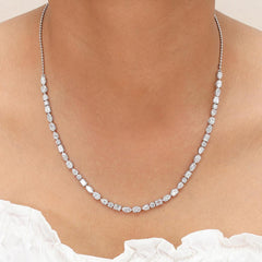 8.75Ct Multi Shape Diamond Half Tennis Necklace in 14K Gold