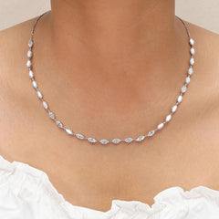9 Carat Marquise Lab Diamond East West Half Tennis Necklace in 14K Gold