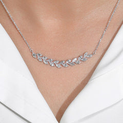 Marquise Lab Diamond Leaf Design Necklace in 14K Gold For Women