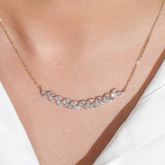 Marquise Lab Diamond Leaf Design Necklace in 14K Gold For Women