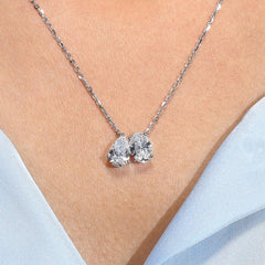 2.0Ct Toi Et Moi Necklace With Pear and Oval Diamond