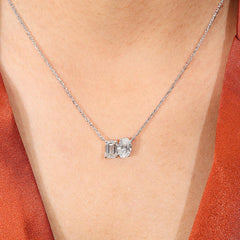 Toi Et Moi Necklace With Oval and Emerald Lab Diamond