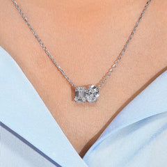 Toi Et Moi Necklace With Oval and Emerald Lab Diamond