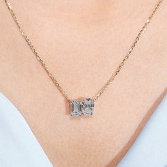 Toi Et Moi Necklace With Oval and Emerald Lab Diamond
