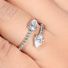Two Stone Bypass Engagement Ring With Accent Diamond