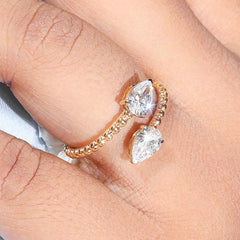 Two Stone Bypass Engagement Ring With Accent Diamond