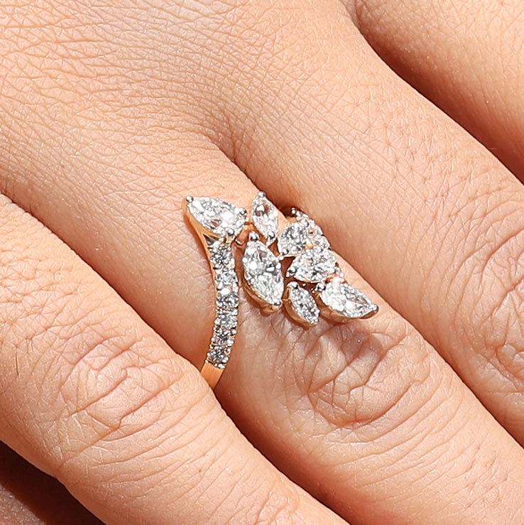 1.45 Ct Designer Bypass Engagement Ring in 14K Gold