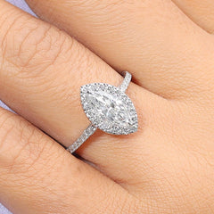 Marquise Halo Engagement Ring in 14K Gold with Accent Diamonds