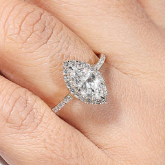 Marquise Halo Engagement Ring in 14K Gold with Accent Diamonds