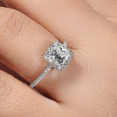 Princess Lab Created Diamond Halo Engagement Ring in 14K Gold