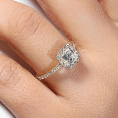 Princess Lab Created Diamond Halo Engagement Ring in 14K Gold