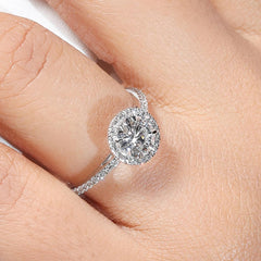 Round Brilliant Diamond Halo Engagement Ring in 14K Gold