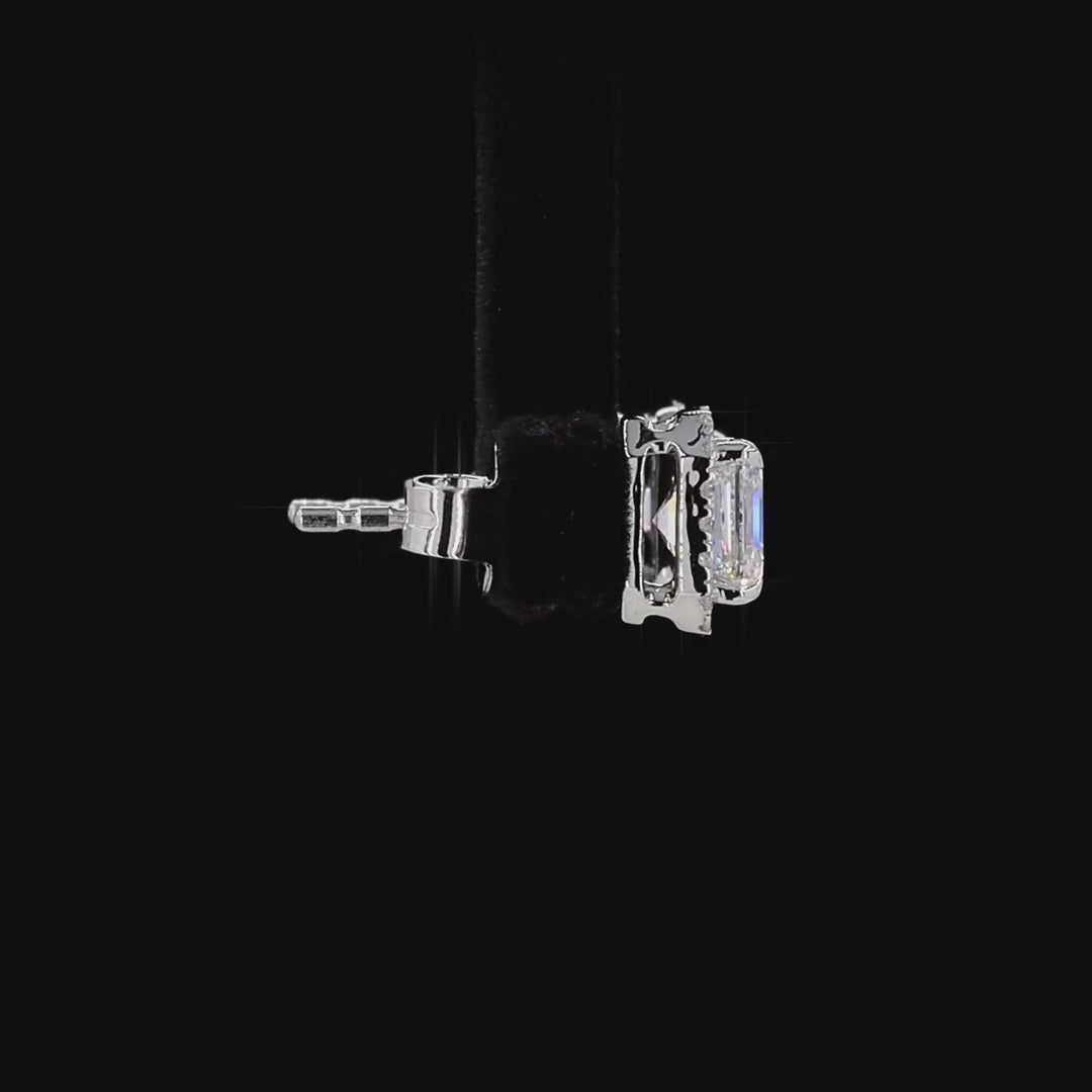 2.0Ct Halo Push Back Stud Earring Crafted in 14K Gold
